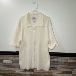Quacker Factory Ivory Zip-Up Cardigan Size 1X